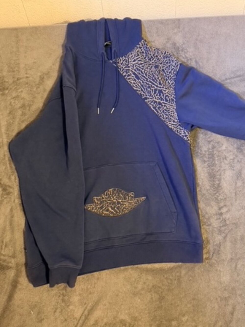 Jordan Hoodie Men's L Navy Elephant Print Cement Pullover